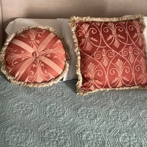 Christopher Lowell collection pillows marmalade colored satins feel